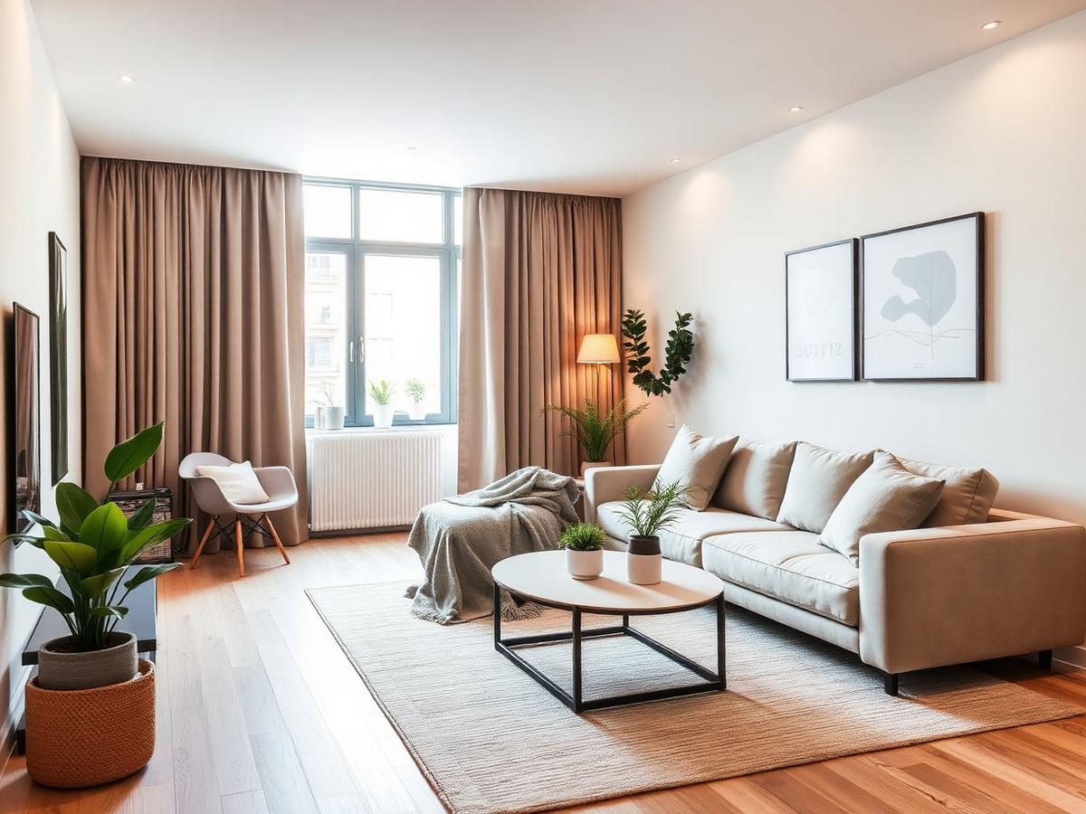 Living area of a furnished apartment near Toronto Pearson International Airport